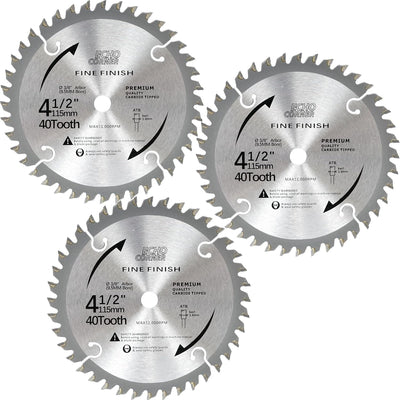 Hojas sierra circular 4.5pulg 3/8pulg 40 dientes pack 3