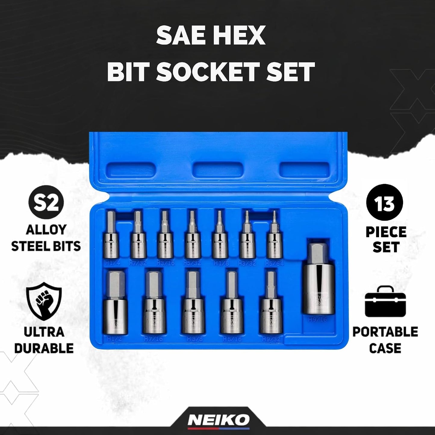 Set 13 Pzas Llaves Hex SAE Acero S2