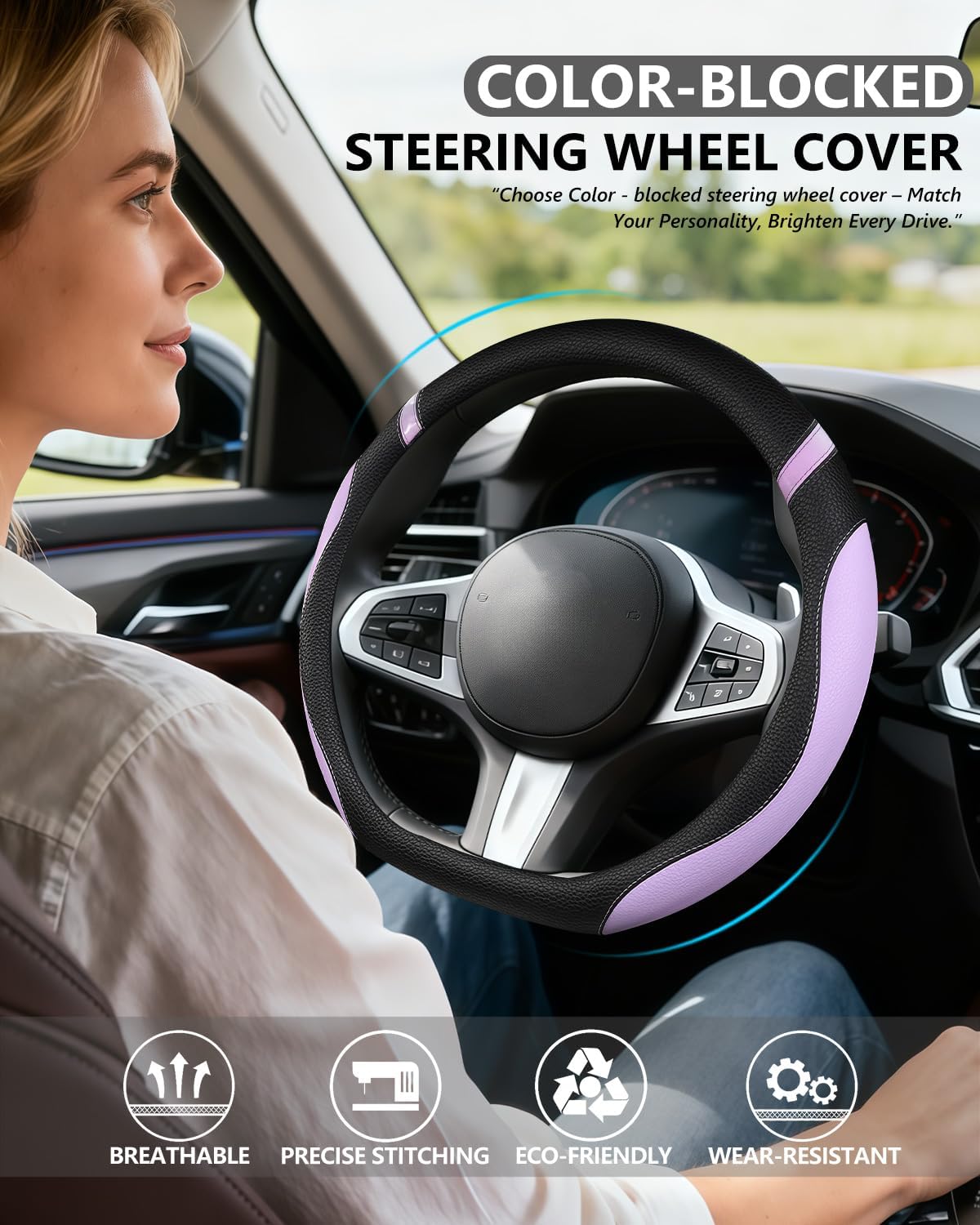 Funda volante forma D antiderrap para mujer morado