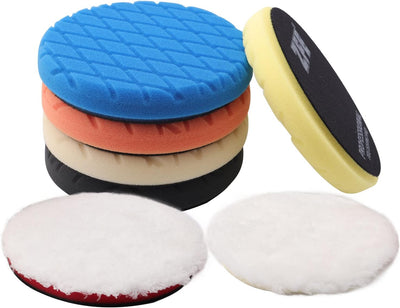 7 Pzas Almohadillas Pulido Espuma Waffle 6pulg Coche Barco