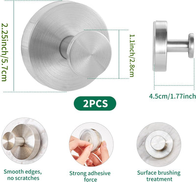 2 Ganchos Ventosa Acero Inox Sin Taladro Baño Cocina