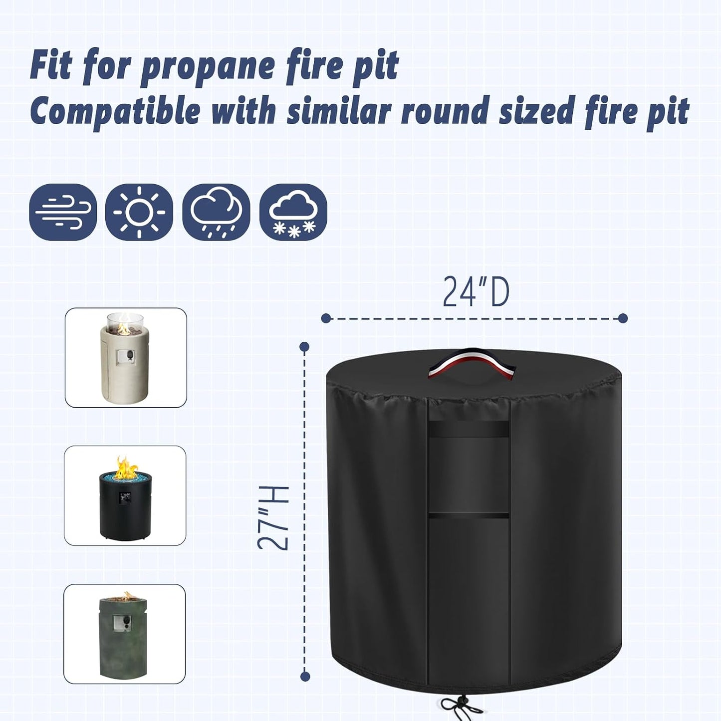 Cubierta redonda hoguera 24" para chimenea exterior