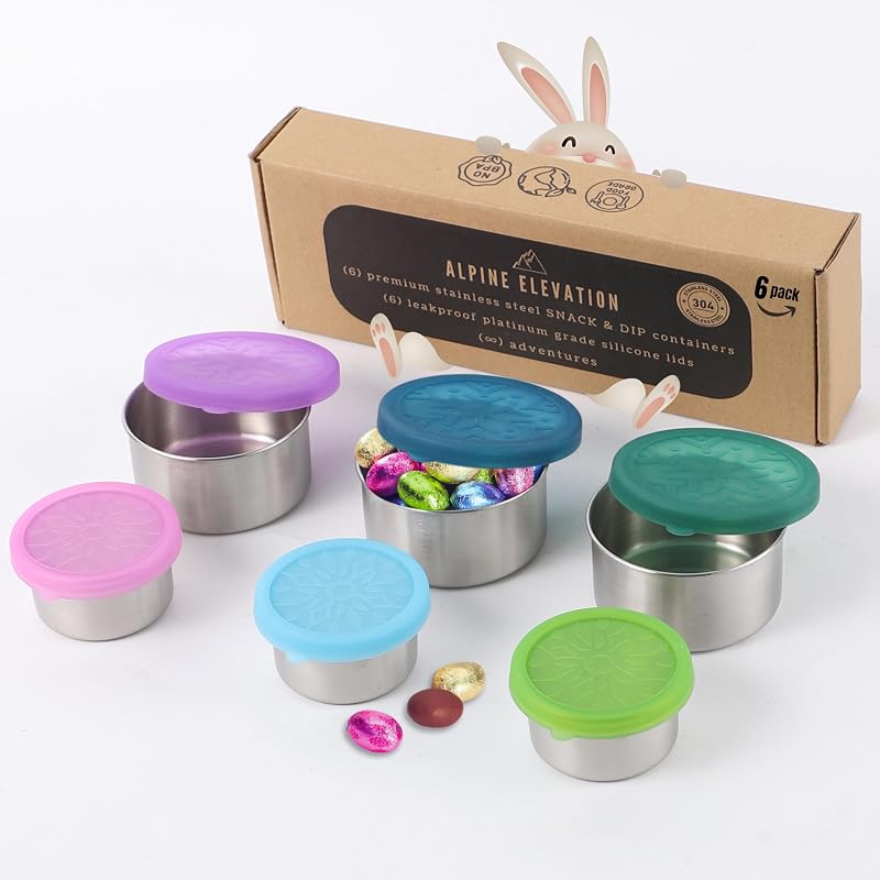 Set 12 Pzas Recipientes Acero Inox 7.4oz con Tapas Silicona