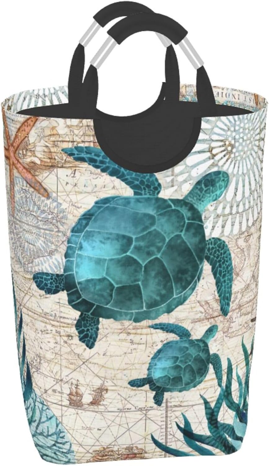 Cesta lavandería plegable tortuga marina 50 litros