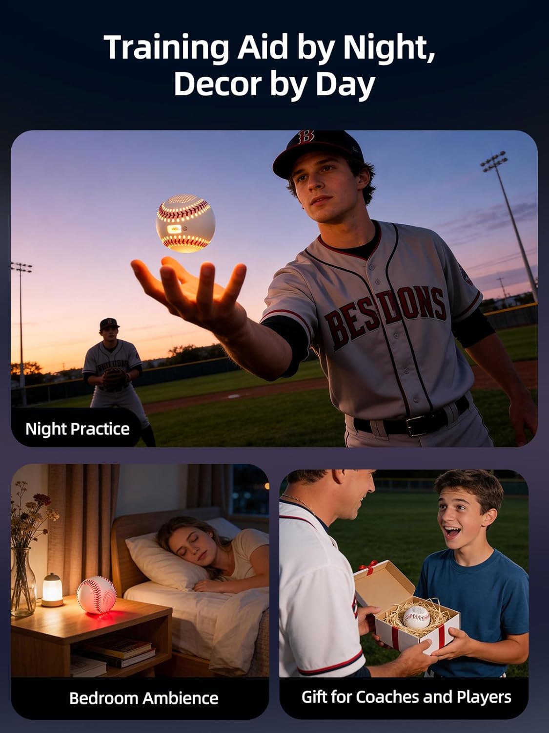 Béisbol iluminado con altavoz Bluetooth para niños y adultos