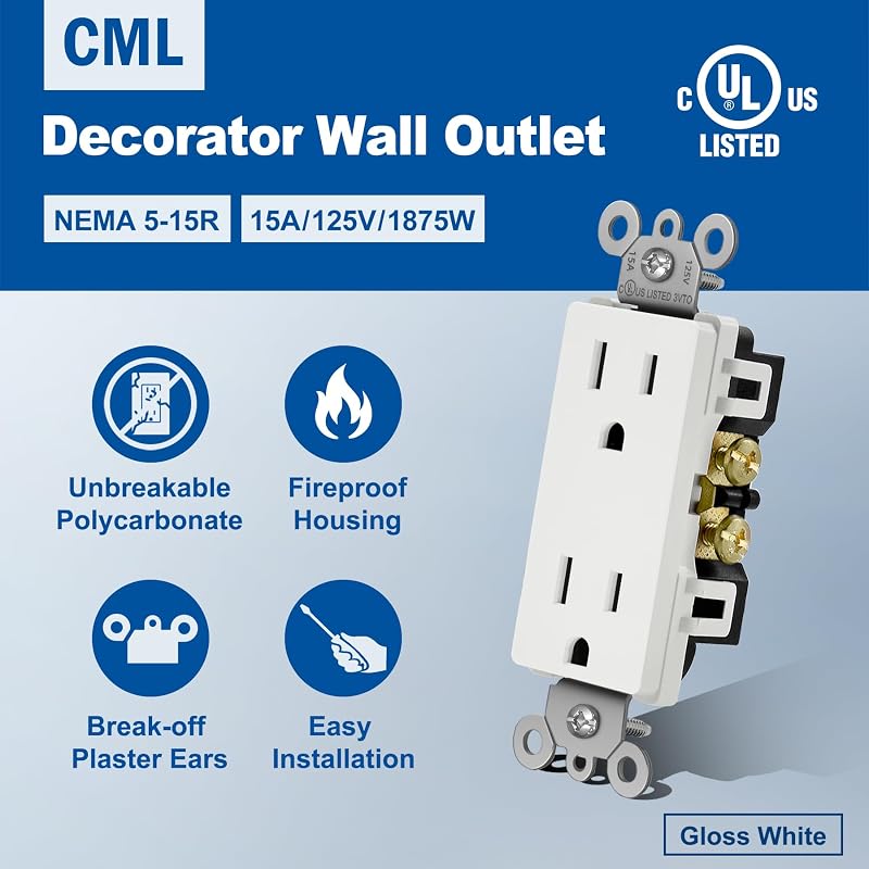 Toma corriente decorativa pared 15A 100 pzas uso residencial