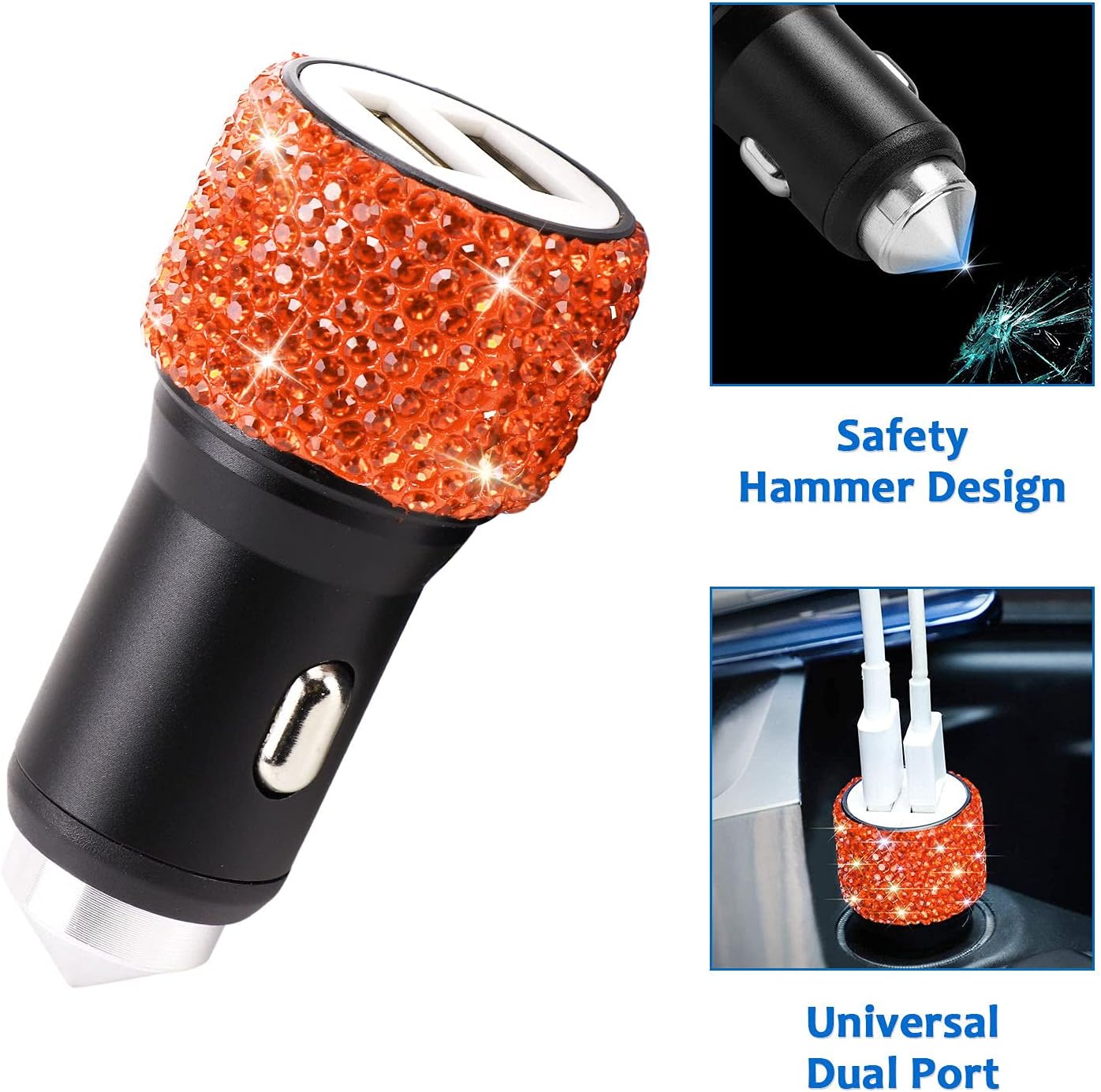 Set 15 accesorios auto naranja brillante para mujer y niña