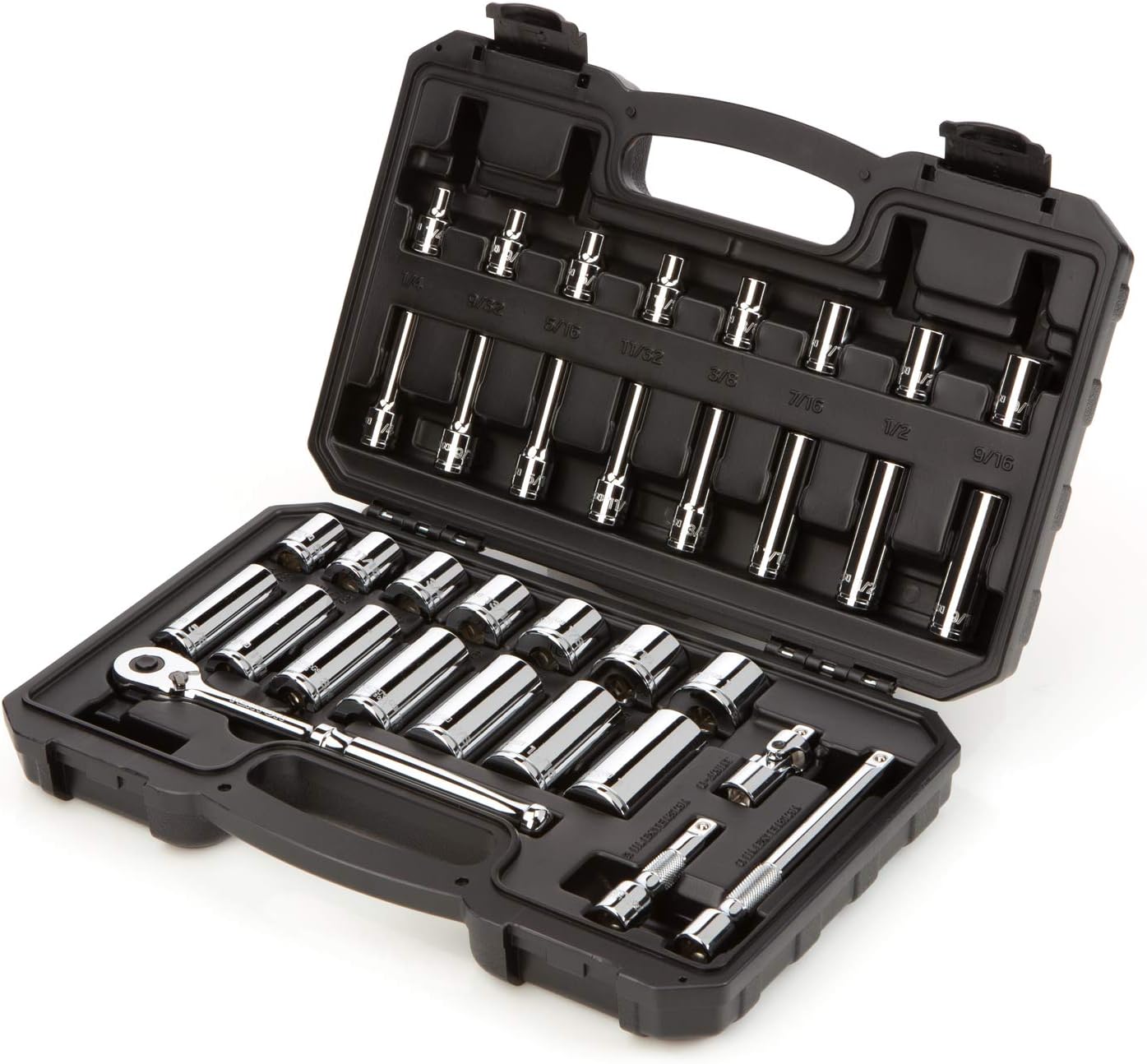 Set llaves vaso trinquete 34 pzas 1/4-1pulg
