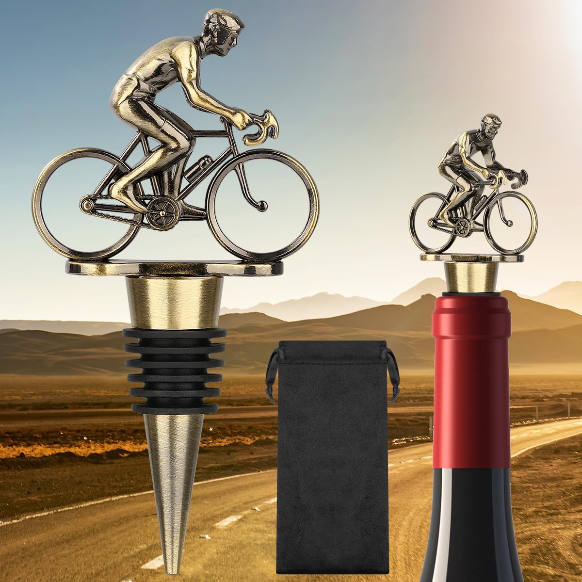 Tapón bronce botella vino regalo ciclista día padre Navidad