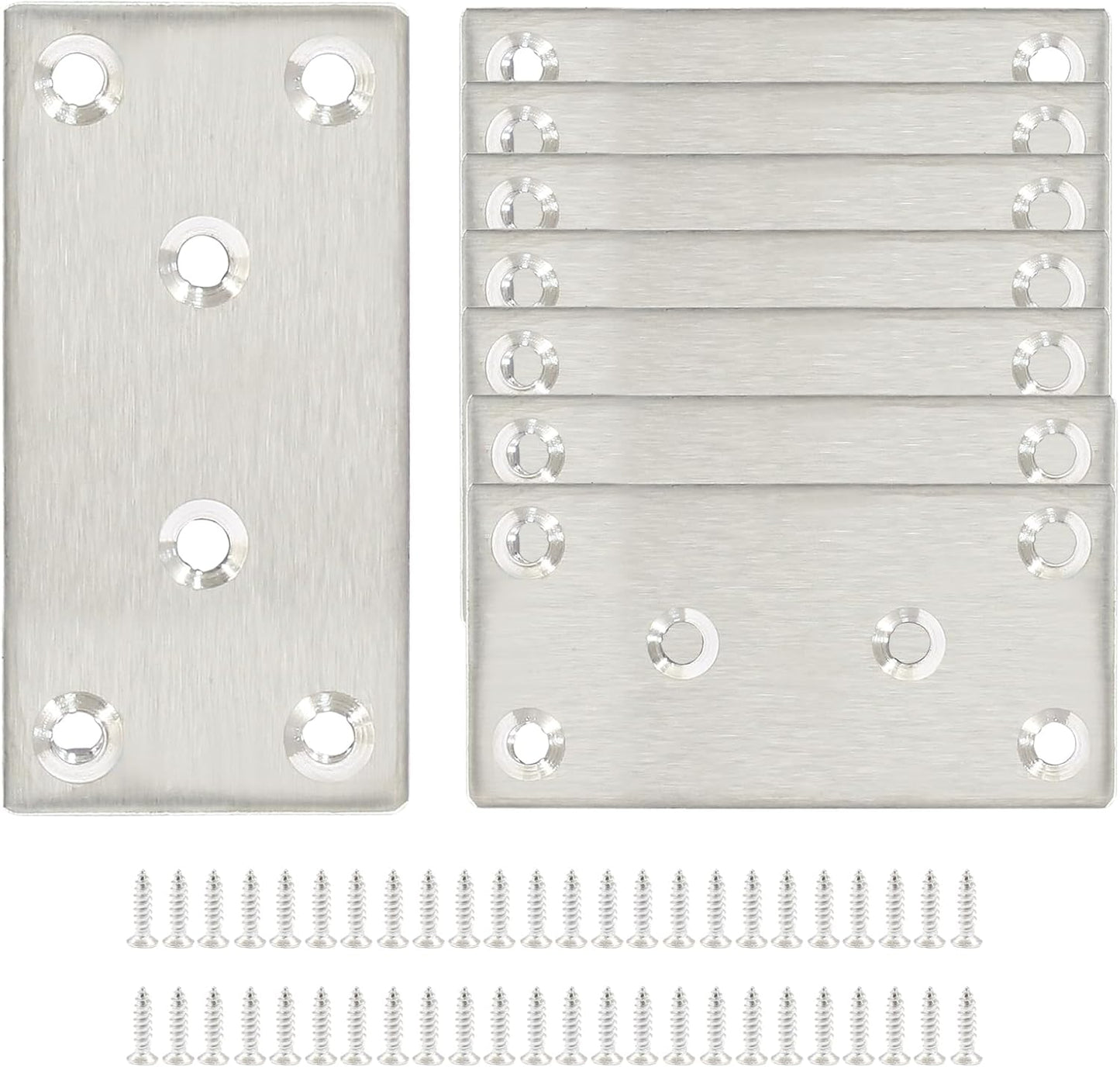 8 Soportes Planos 80x40mm Color Plata para Muebles
