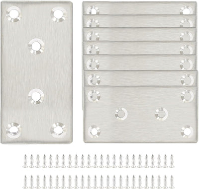 8 Soportes Planos 80x40mm Color Plata para Muebles