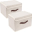 Cajas plegables tela lavable con tapa 14.9x9.8pulg set 2 beige