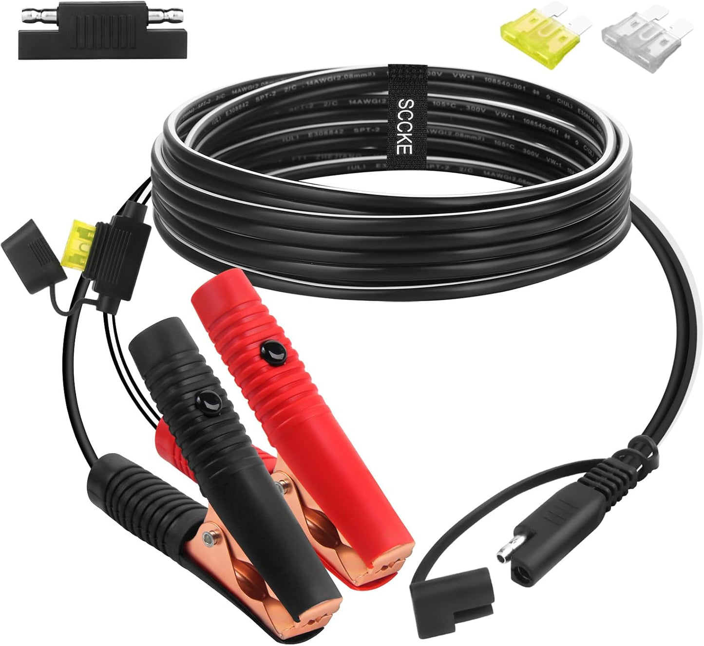 Cable extensión cocodrilo 6.5ft 14AWG a conector SAE 12V