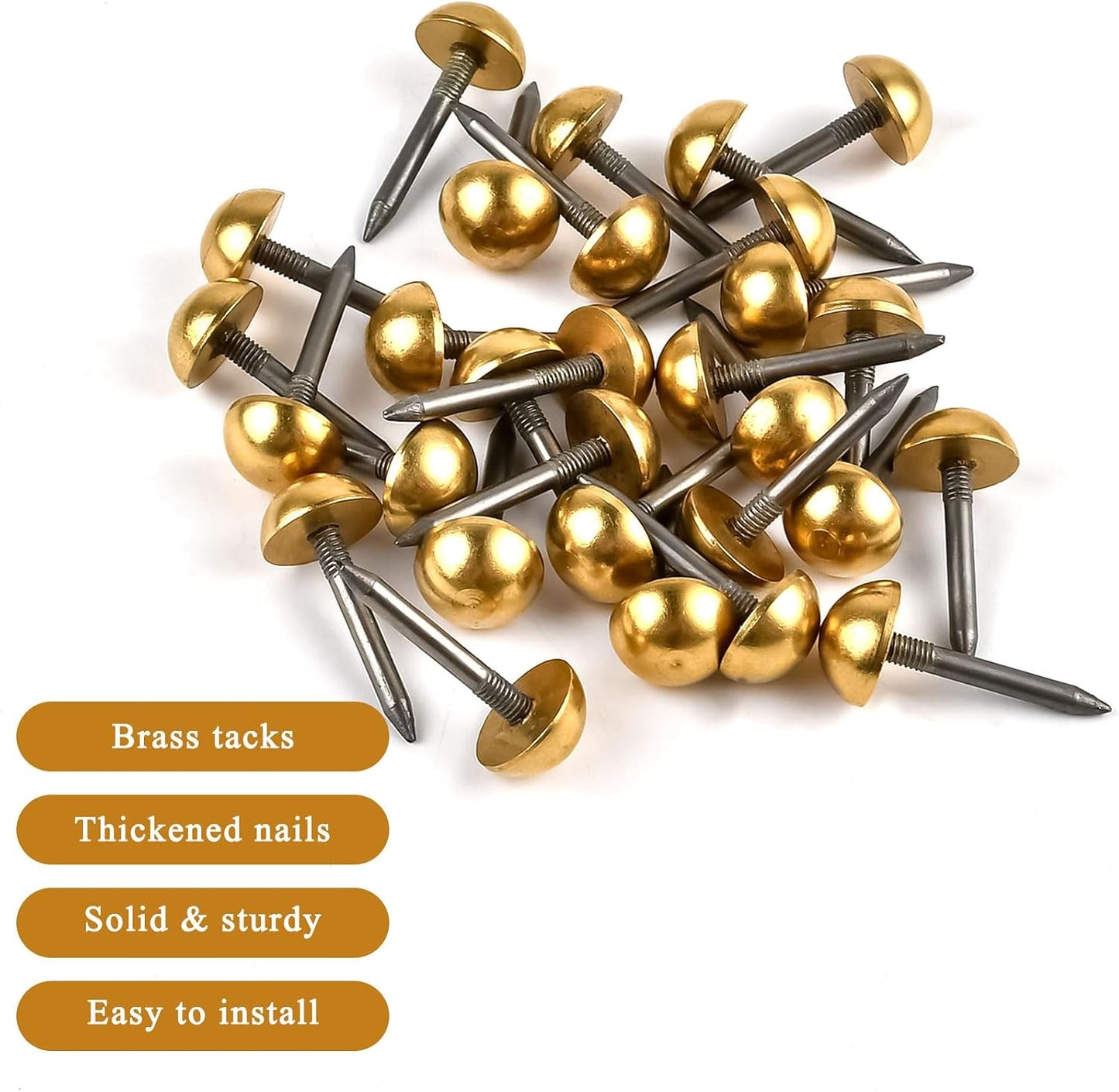 30 Tachuelas Latón Puro 1/2pulg Clavos Tapicería Muebles