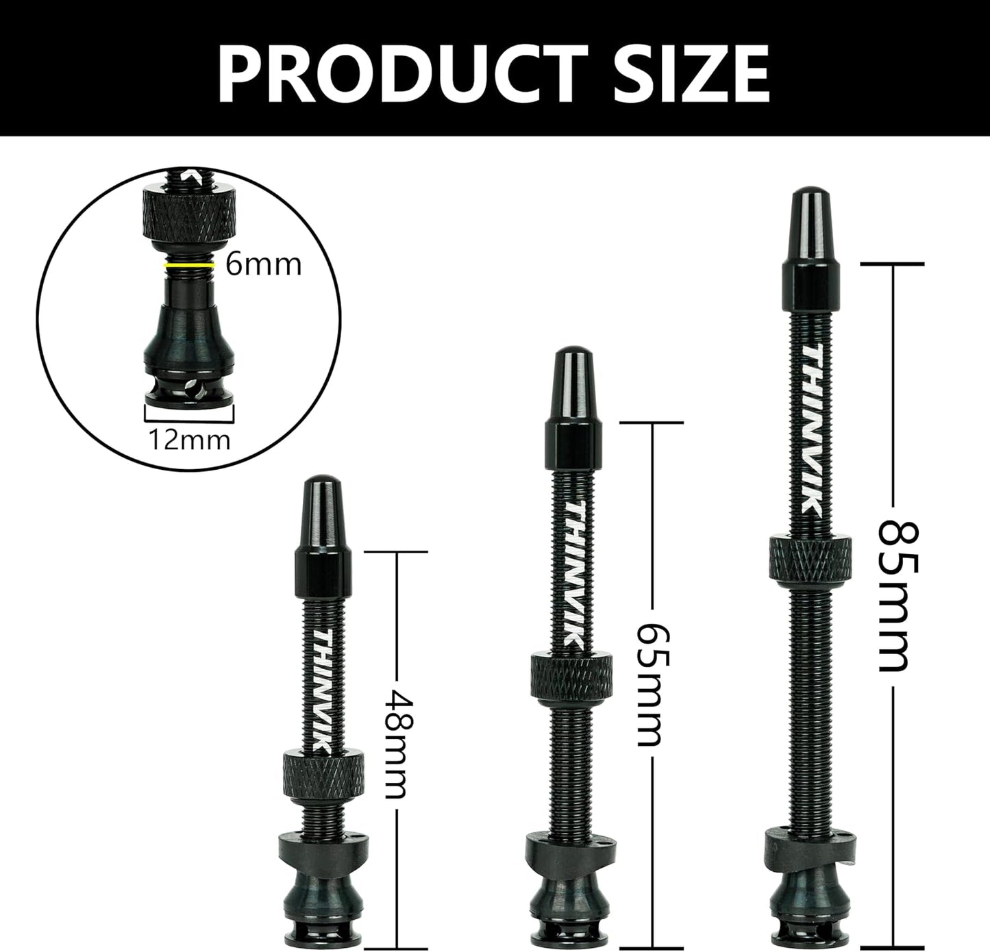 Vástago válvula Presta sin tubo 48/65/85mm kit súper ligero