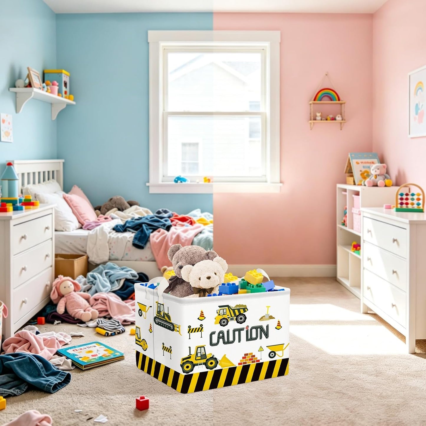 Cesta almacenamiento para niños excavadora blanco 36L