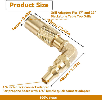 Adaptador RV 1/4pulg codo Blackstone 17-22pulg