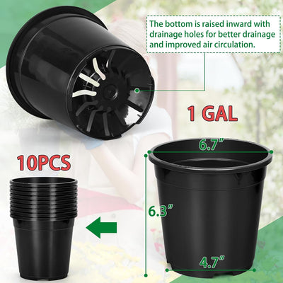 Maceta 1 galón 6.7" plástico resistente con drenaje