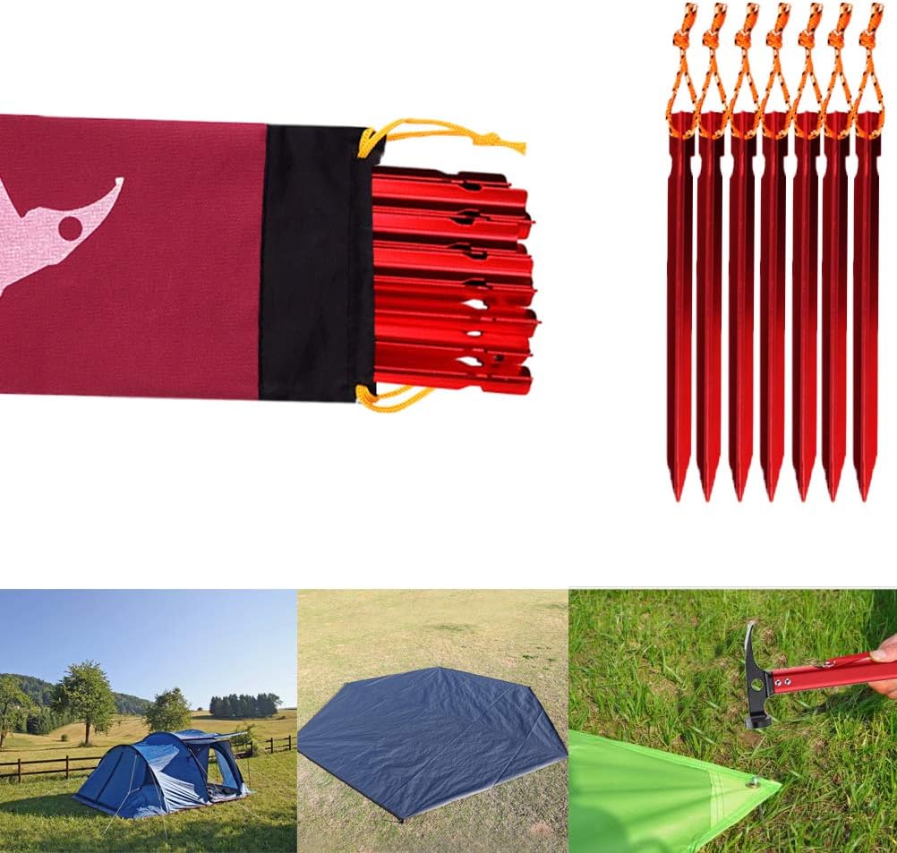 Kit 12 estacas y martillos aluminio para tienda campamento