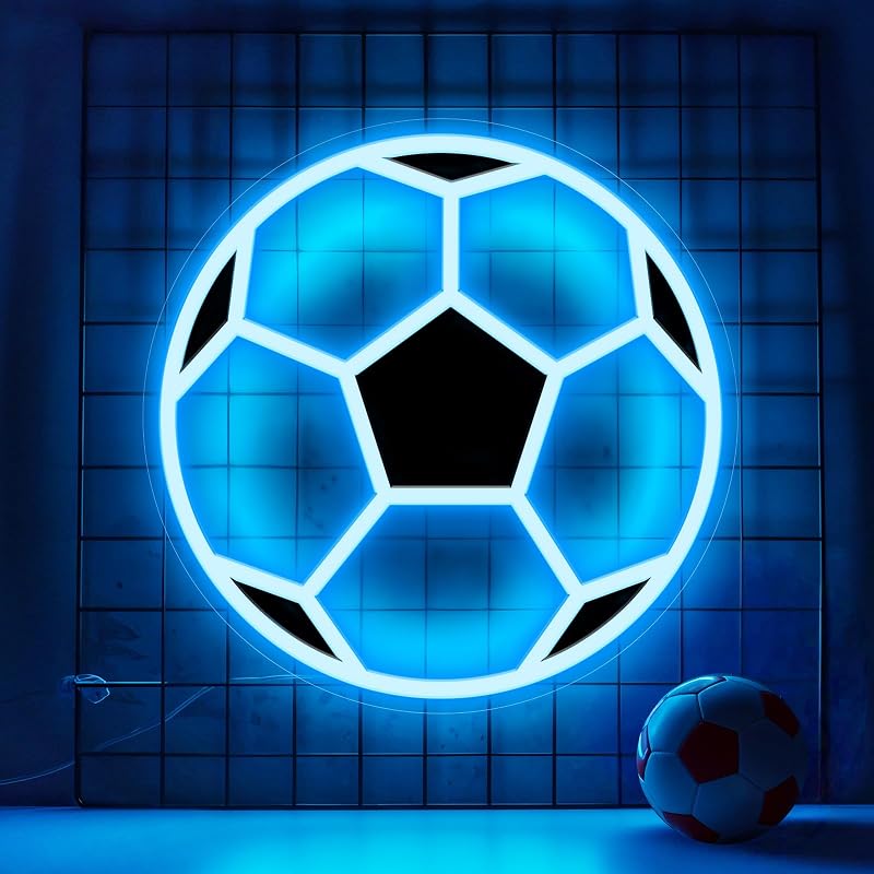 Letrero neón fútbol led regulable para dormitorio adolescentes