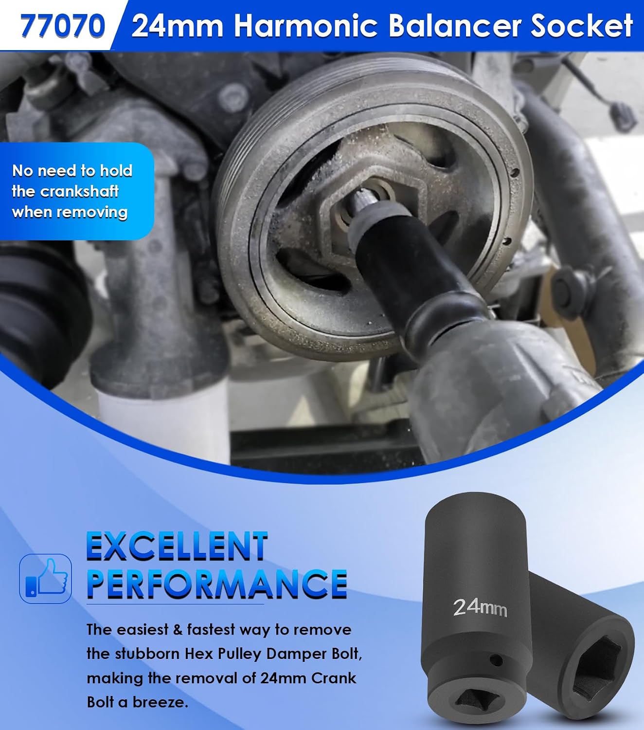 Herramienta zócalo para GM LS 0.945" 77070