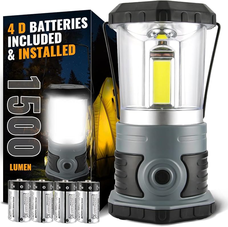 Linterna LED campamento 1500lm 4 baterías D 4 modos resistente
