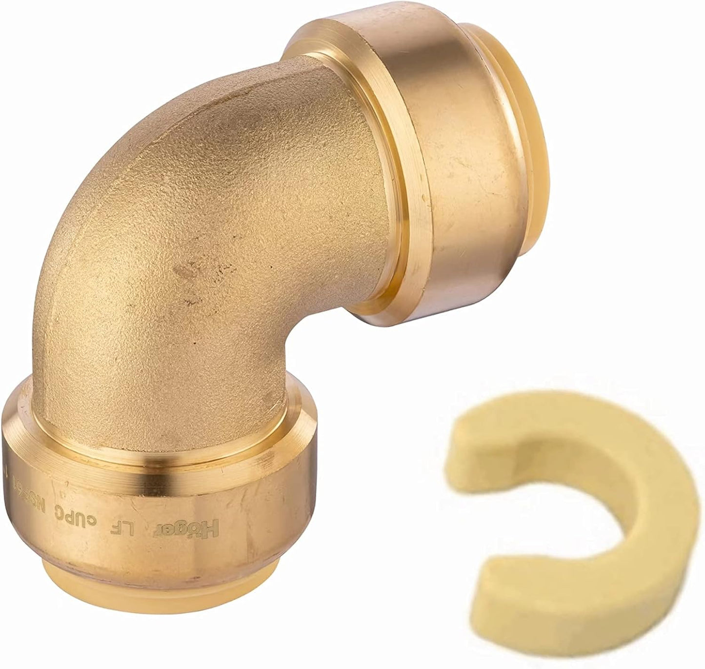 Codo latón 1pulg para PEX cobre CPVC con clip