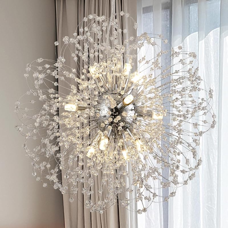 Lámpara colgante sputnik cristal con 12 luces cromo