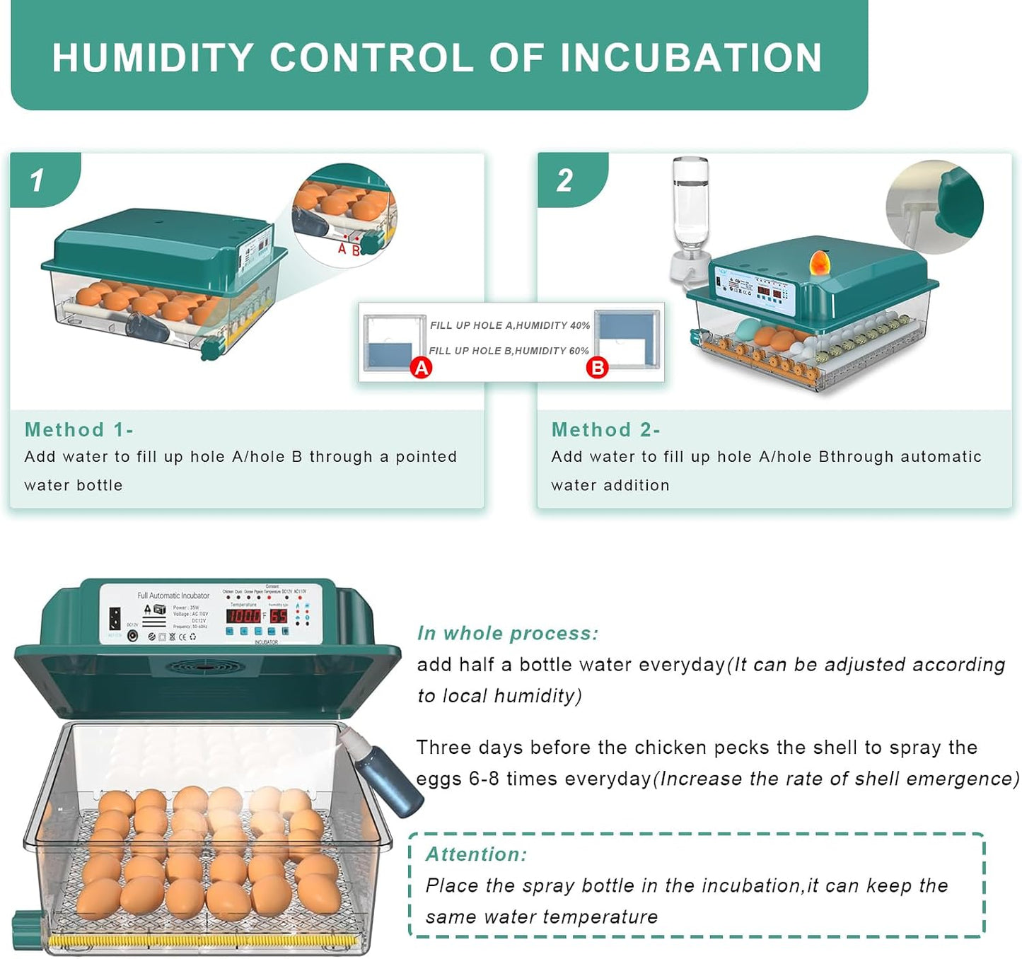 Incubadora 16 huevos automática con control humedad