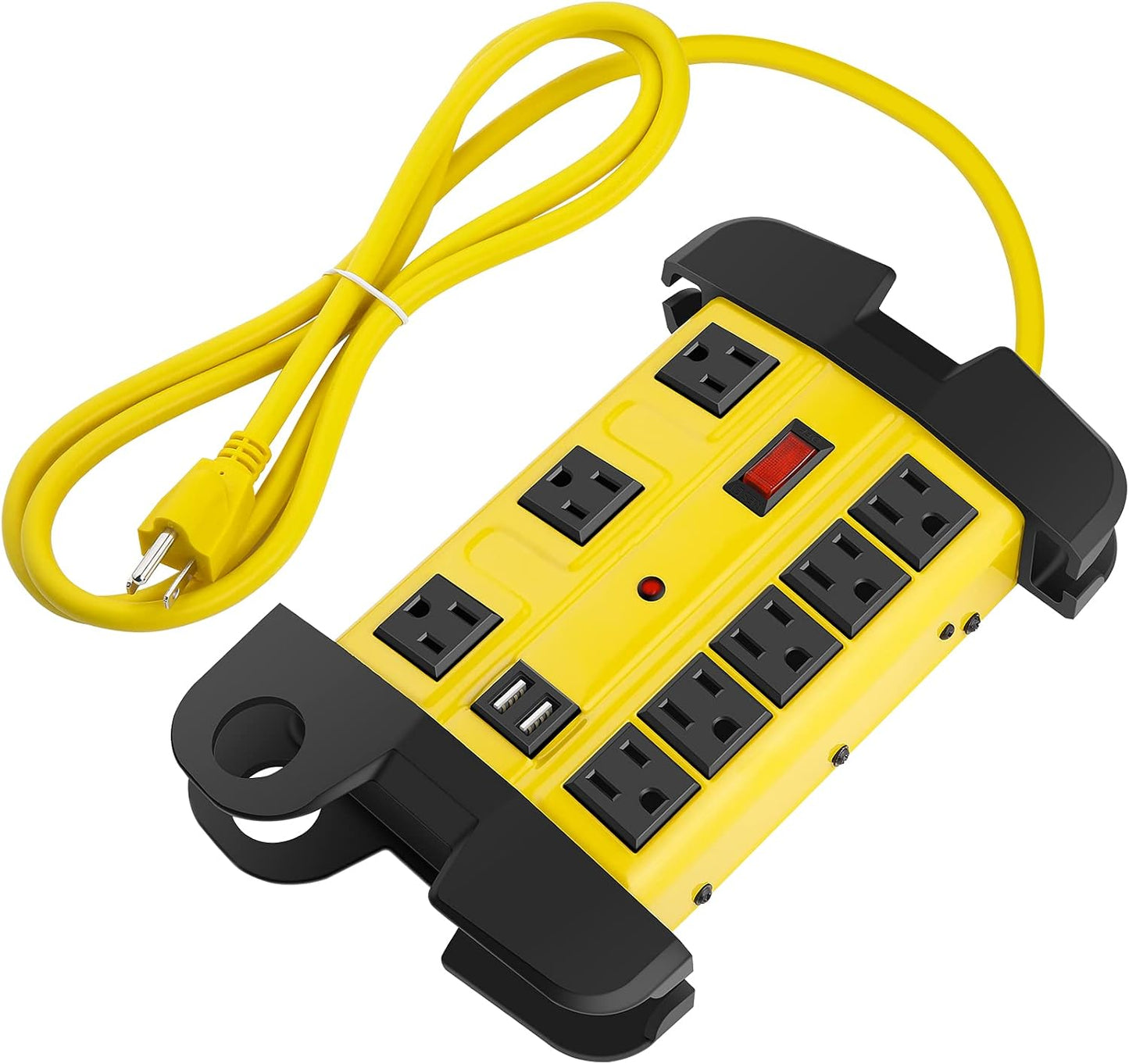 Regleta alimentación metal industrial 15A 8 salidas USB