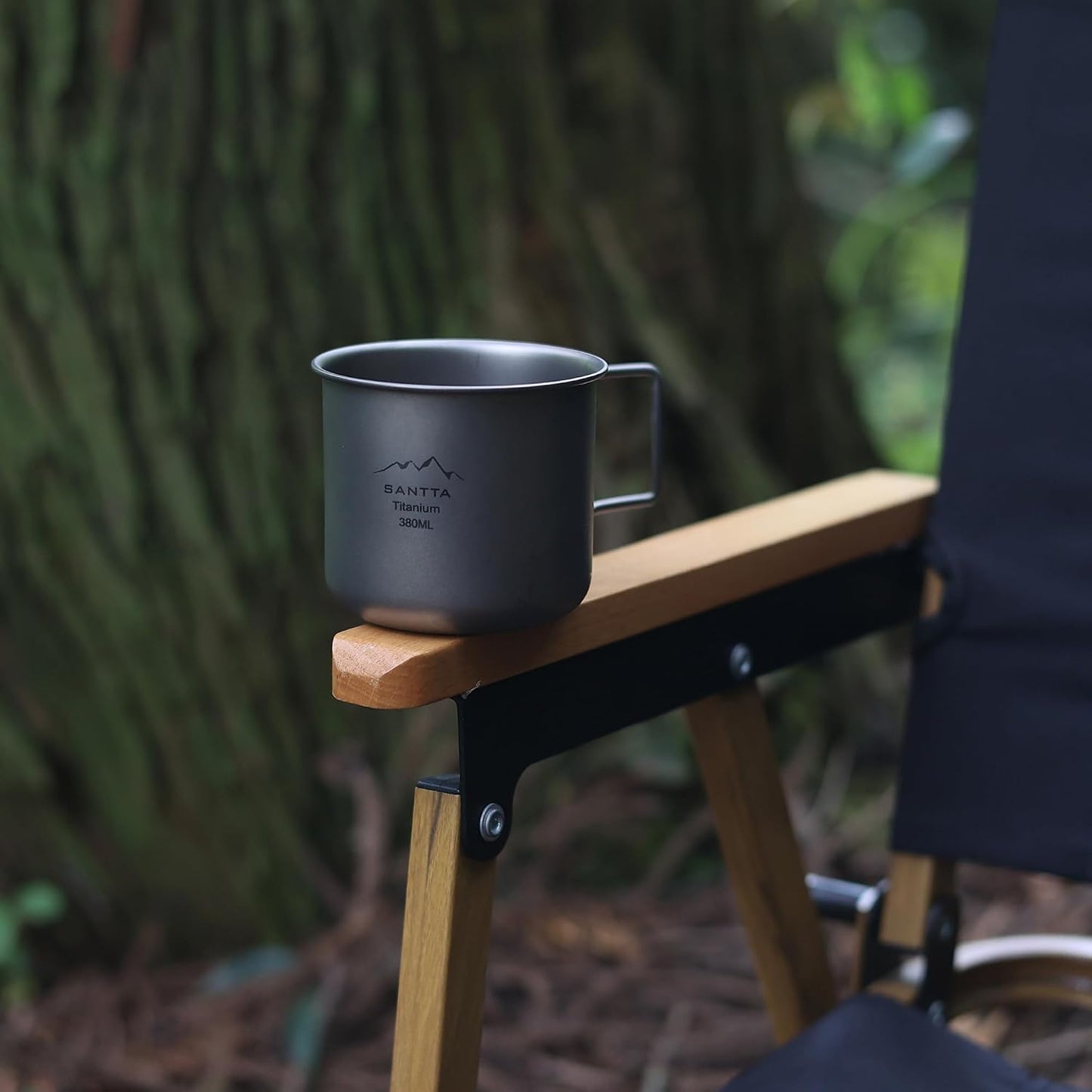 Taza titanio 12oz con mango plegable 380ml