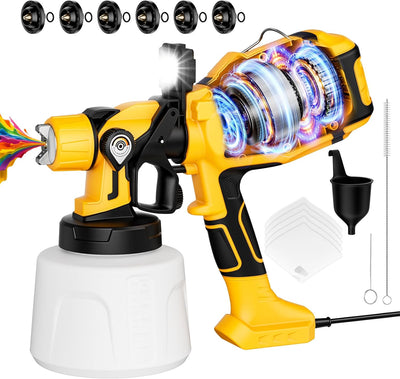 Pulverizador pintura casa 47oz 6 boquillas latón luz LED