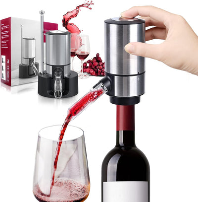 Aireador de vino eléctrico con base y tubo retráctil
