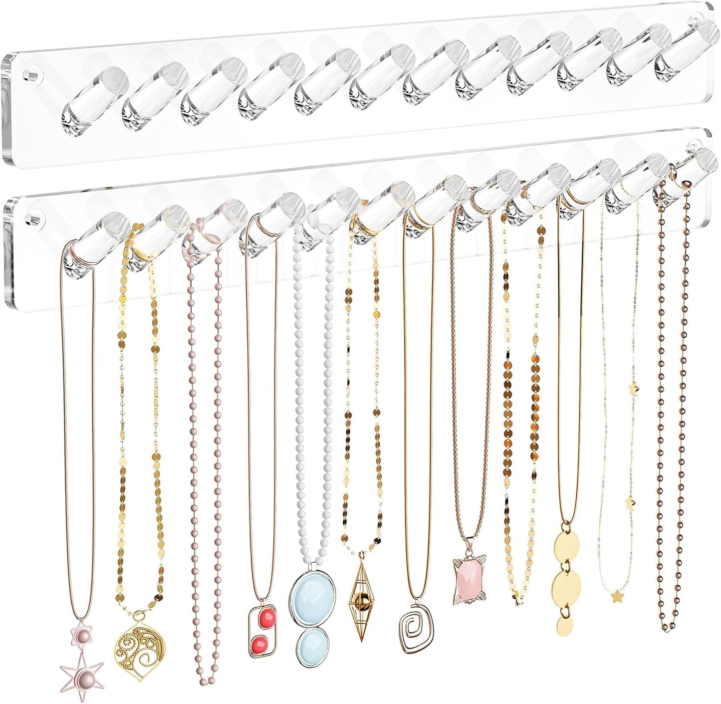 Soporte pared joyas 24 ganchos transparente 2 unidades