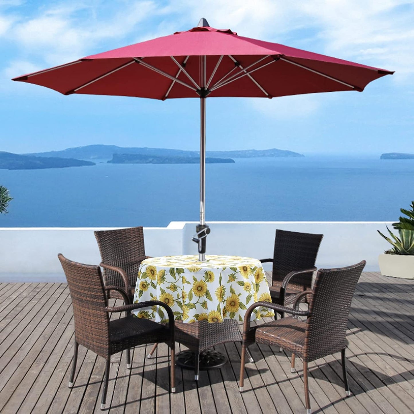Mantel exterior con agujero sombrilla 60" redondo girasol