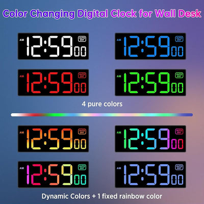 Reloj pared LED grande 8 colores RGB con segundos