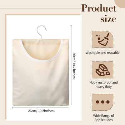 2 Bolsas Lona Gancho para Colgar Ropa 15x11pulg Balcón Viaje Beige