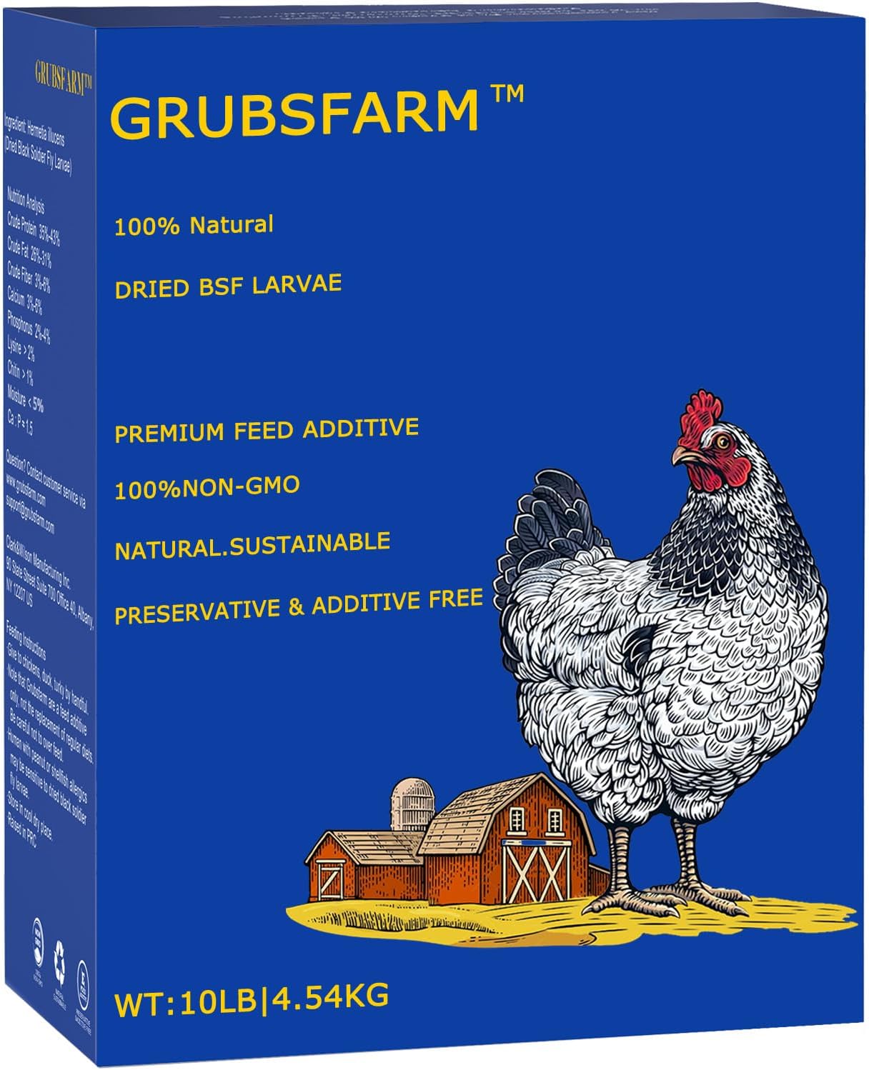 Golosinas pollo 10lb sin OMG calcio larvas BSF
