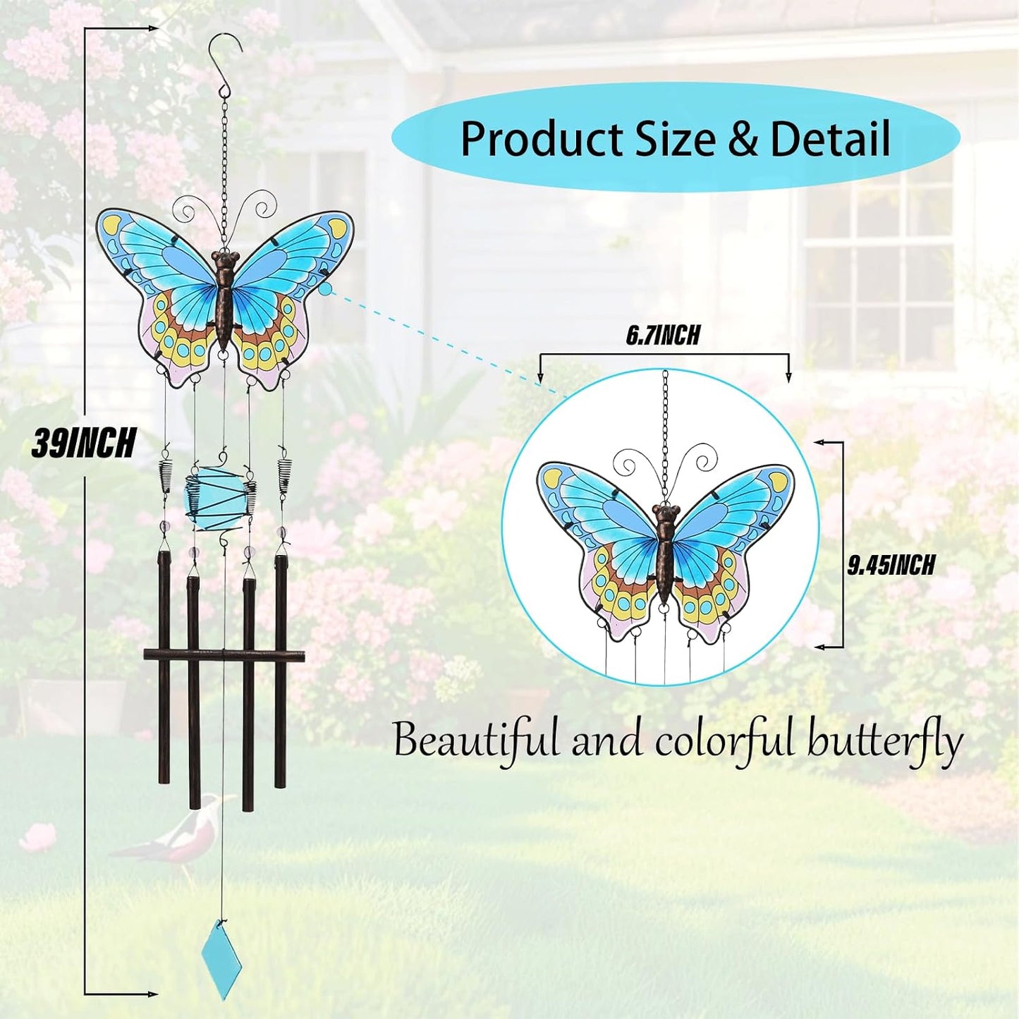 Campanillas de viento mariposa decoración exterior jardín
