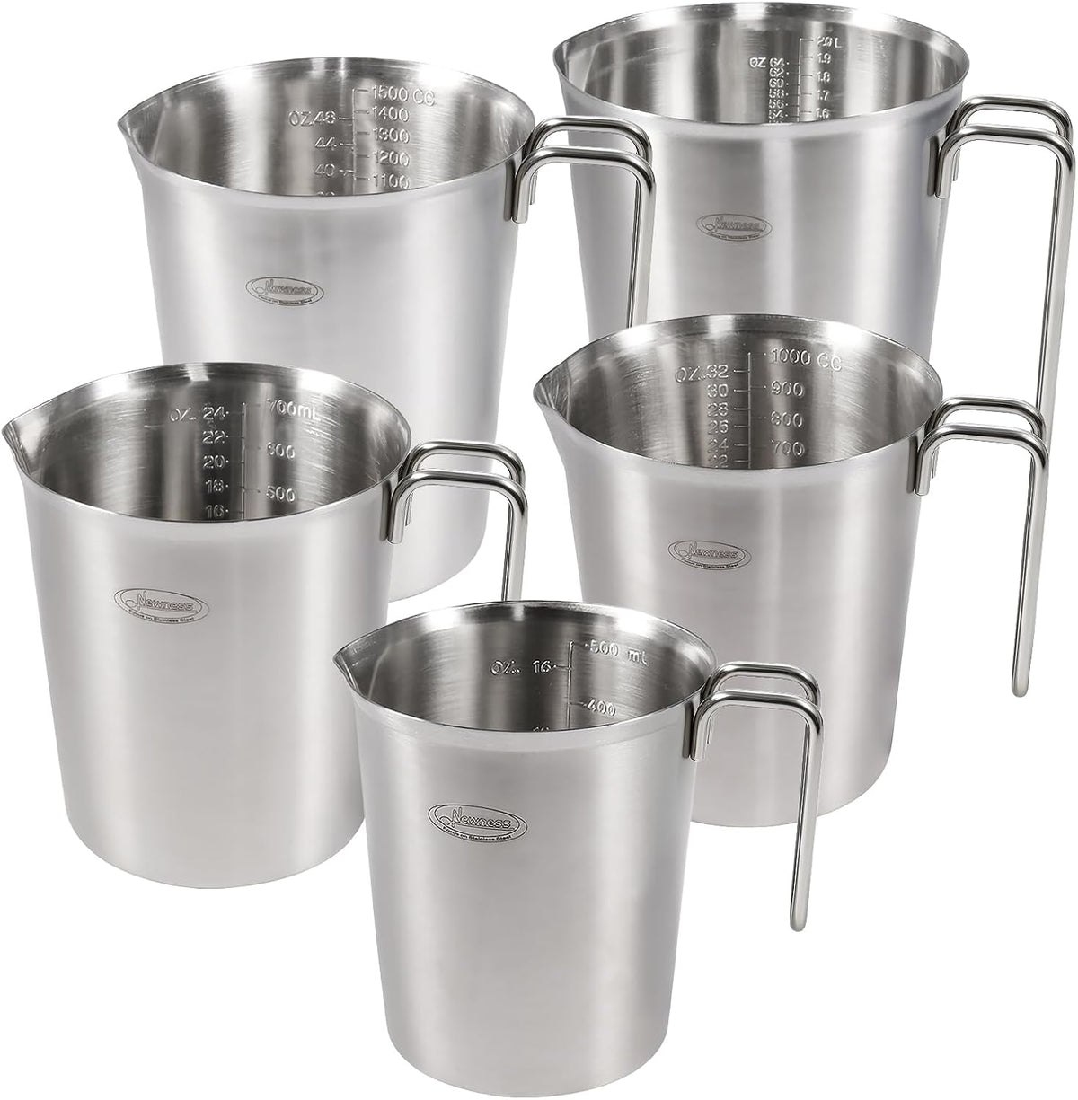 Set 5 Tazas Medidoras Acero Inox 2-8 Tazas con Escala