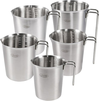 Set 5 Tazas Medidoras Acero Inox 2-8 Tazas con Escala