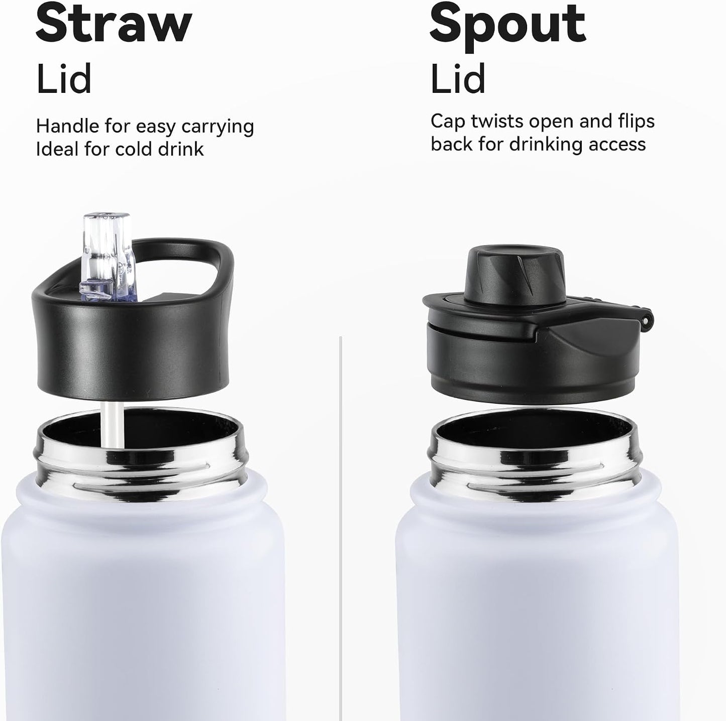 Botella agua acero inox doble pared con popote 710ml
