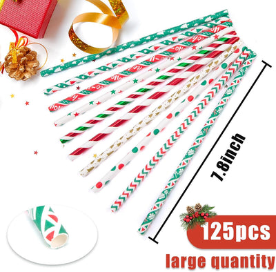 Pajitas navideñas a rayas 10 estilos 125uds