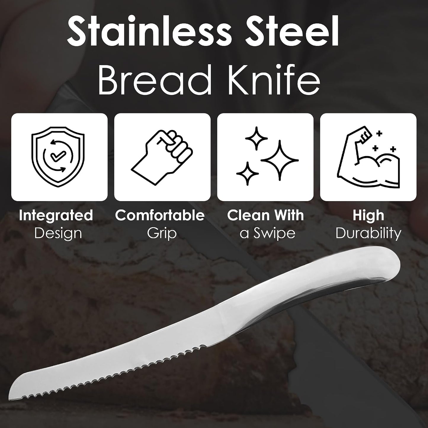 Cuchillo pan acero inox dentado para rebanadas
