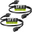 Cable extensión 16/3 negro 13A 3pies set 2