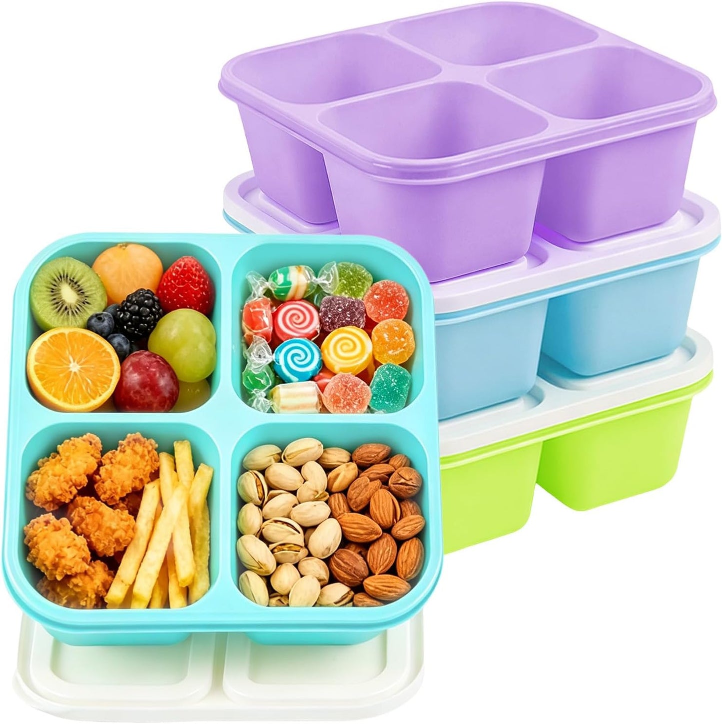 Pack 4 Recipientes Bento Box Reutilizables Apilables