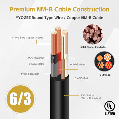 Cable eléctrico 6 AWG 3 conductores 100pies