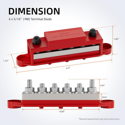 Bloque distribución energía 12V 400A barra bus marina