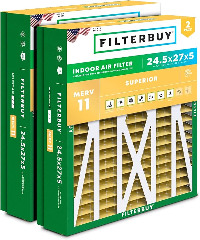Filtro aire MERV 11 24.5x27x5pulg para Trane y Honeywell