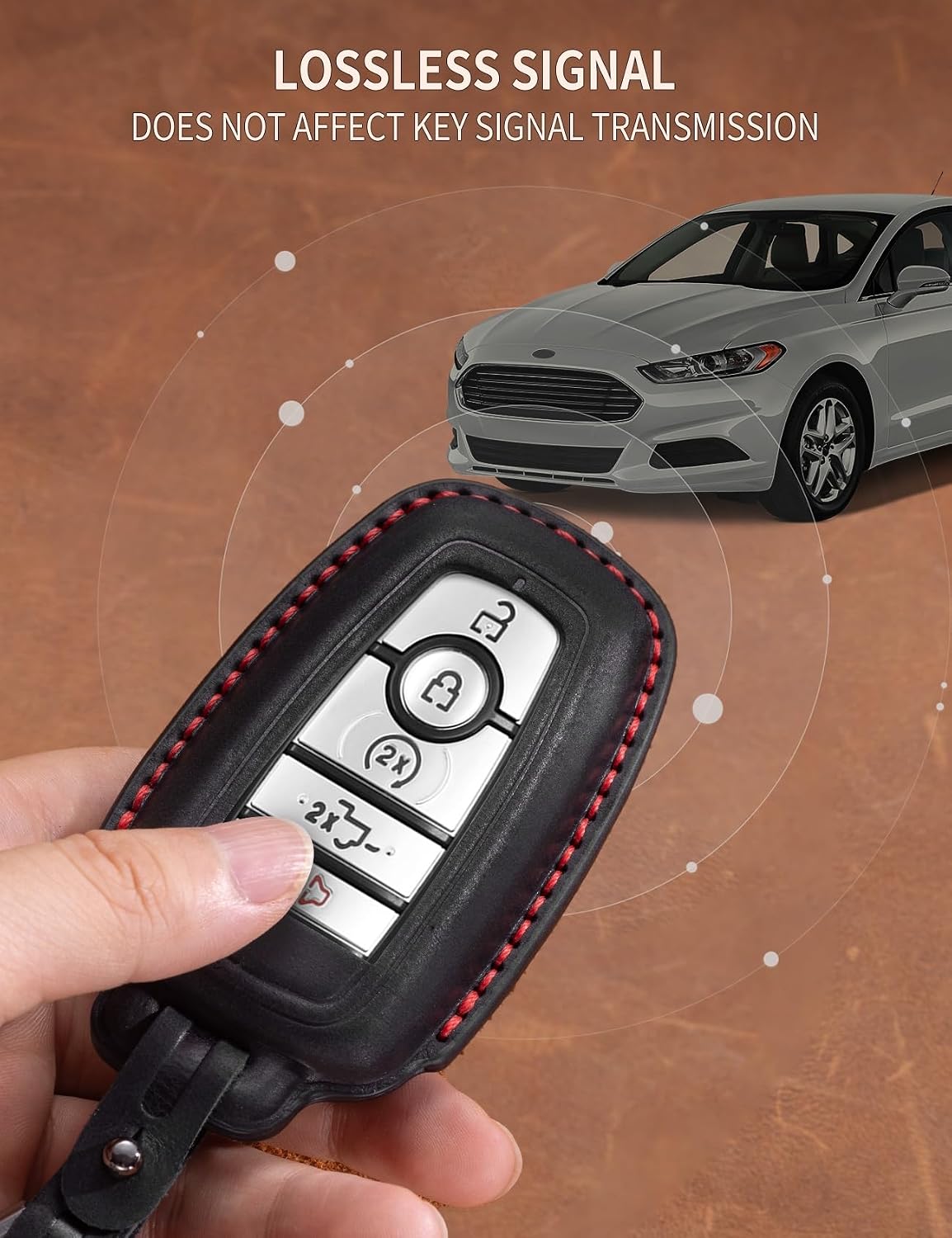Funda llavero cuero comp Ford Bronco F150 Negro